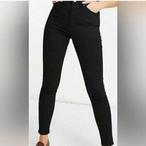 Topshop Jamie High Rise Stretch Skinny Black Jeans Sz 26